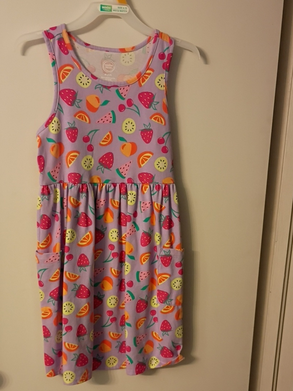 Girls' Lavender Fruit-Print Sleeveless Dress Size Medium 7-8
